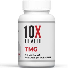 10X Health TMG Supplements - Trimethylglycine Amino Acid as Betaine Anhydrous for Liver Support, Energy, Heart Health, & to Regulate Homocysteine Levels - 60 Capsules