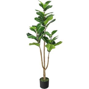 Artificial Fiddle Leaf Fig Tree 4FT Faux Plant Faux Fiddle Fig Leaves Silk Tree in Pot Artificial Tree Greenery Plant for Home Office Living Room Bathroom Decor Indoor Outdoor in Saudi Arabia