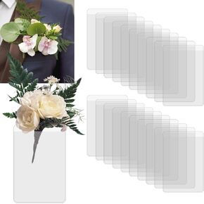 20pcs Pocket Boutonniere Plastic Sleeve, Clear Boutonniere Holder Fits in Jacket Suit Pocket Square Pocket Corsage Holder for Groom Groomsmen Wedding Prom Homecoming (Flowers Not Included)