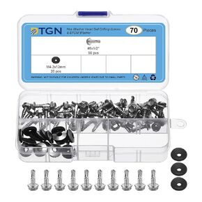 70Pcs #8x1/2" Hex Washer Head Self Drilling Screws - 410 Stainless Steel Self Tapping Sheet Metal Screw Assortment Kit with M4.2x12 EPDM Washer