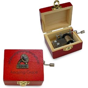 Small Amazing Grace Wood Music Box Gifts for Christian Women & Men Religious Wooden Music Boxes Presents: Mom, Daughter, Christmas, Baptism, Mothers Day, Birthday, Housewarming Wedding Gift