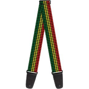 Buckle-Down Guitar Strap Houndstooth Black Rasta 2 Inches Wide (GS-W30827)