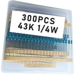 43k 1/4W, 43k 1/4W, 43k ohm, 43k 1/4W, 43kresistor, 43k ohm resistor, 43k ohm Metal resistor, 43k Metal Film resistors 1/4w(0.25w) 1% tolerance 0.01 MF Metal Film Fixed Resistor 300 pcs