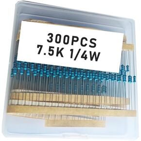 7.5k 1/4W, 7.5k 1/4W, 7.5k ohm, 7.5k 1/4W, 7.5kresistor, 7.5k ohm resistor, 7.5k ohm Metal resistor, 7.5k Metal Film resistors 1/4w(0.25w) 1% tolerance 0.01 MF Metal Film Fixed Resistor 300 pcs