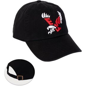 Desert Cactus Eastern Washington University Baseball Hat EWU Eagles Brimmed Embroirderd Cap Adjustable Cloth Strap Adult (Style B) Black