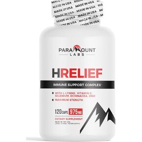 Premium HRelief Treatment Supplement - Advanced Immune Health Support for Adults - Outbreak Control with Super Lysine - L-Lysine, Zinc, Vit C - 120 ct