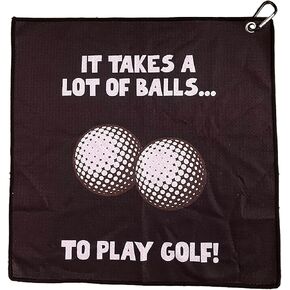 Funny Golf Towels, Microfiber Towel with Waffle Design and Carabiner Clip, Easily Attaches to Any Golf Bag, Perfect Golf Gifts for Men, Black