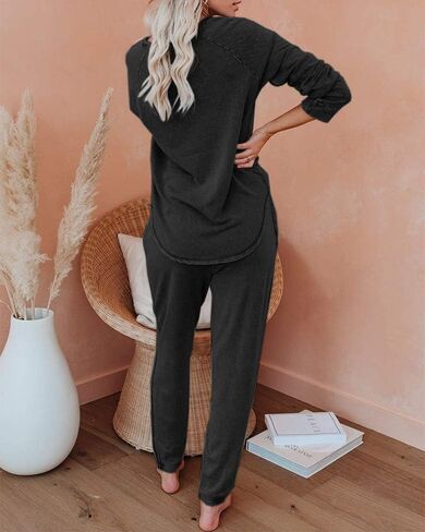 Eurivicy Women's Good Vibes Graphic 2 Piece Outfit Long Sleeve Pullover and Drawstring Sweatpants Sweatsuit Set in Saudi Arabia