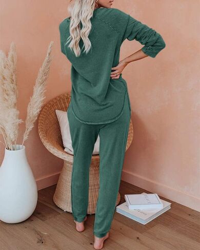 Eurivicy Women's Good Vibes Graphic 2 Piece Outfit Long Sleeve Pullover and Drawstring Sweatpants Sweatsuit Set in Saudi Arabia