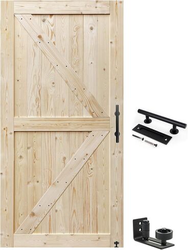 S&Z TOPHAND® باب الحظيرة مقاس 28 بوصة × 84 بوصة، مقاس 20-60 بوصة باب الحظيرة البريطاني غير المكتمل/النمط الحديث/الخشب الصلب/يلزم تجميع بسيط in Saudi Arabia