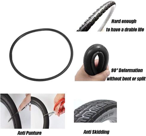 قطعتان من الإطارات الصلبة للدراجة، تروس ثابتة 700C 23 BMX إطار دراجة طريق MTB خالية من الإطارات القابلة للنفخ بدون أنابيب مطاطية مقاومة للاهتراء (أسود) 622X14 إطار دراجة صلب in Kuwait