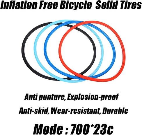 قطعتان من الإطارات الصلبة للدراجة، تروس ثابتة 700C 23 BMX إطار دراجة طريق MTB خالية من الإطارات القابلة للنفخ بدون أنابيب مطاطية مقاومة للاهتراء (أسود) 622X14 إطار دراجة صلب in Kuwait