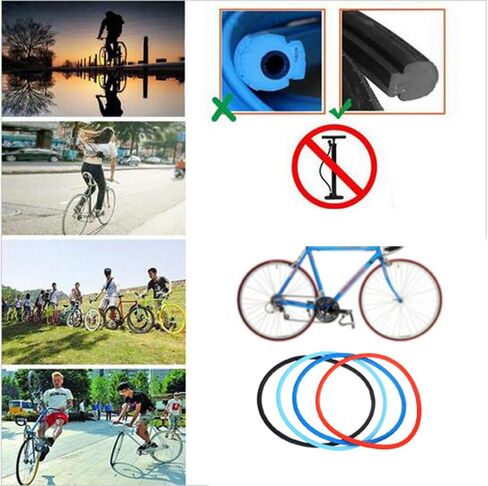 قطعتان من الإطارات الصلبة للدراجة، تروس ثابتة 700C 23 BMX إطار دراجة طريق MTB خالية من الإطارات القابلة للنفخ بدون أنابيب مطاطية مقاومة للاهتراء (أسود) 622X14 إطار دراجة صلب in Kuwait