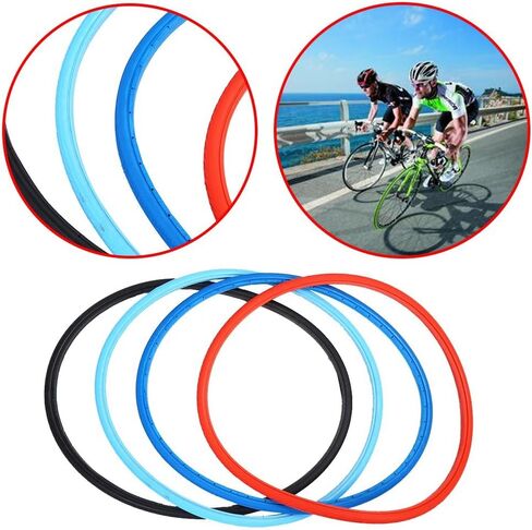 قطعتان من الإطارات الصلبة للدراجة، تروس ثابتة 700C 23 BMX إطار دراجة طريق MTB خالية من الإطارات القابلة للنفخ بدون أنابيب مطاطية مقاومة للاهتراء (أسود) 622X14 إطار دراجة صلب in Kuwait