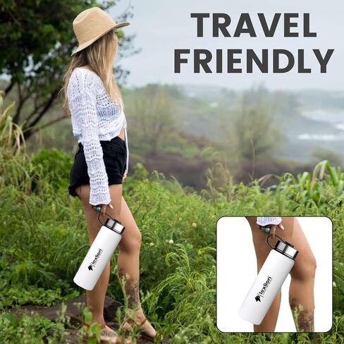 2 Water Bottle Lids W/Handle — Flip-Flop Lid & Stainless Steel Lid — Leak Proof & Insulated Gym Bottles Flip Lids for Wide Mouth Bottle — Compatible w/most Sports Water Bottle from 12-64 Oz in Saudi Arabia