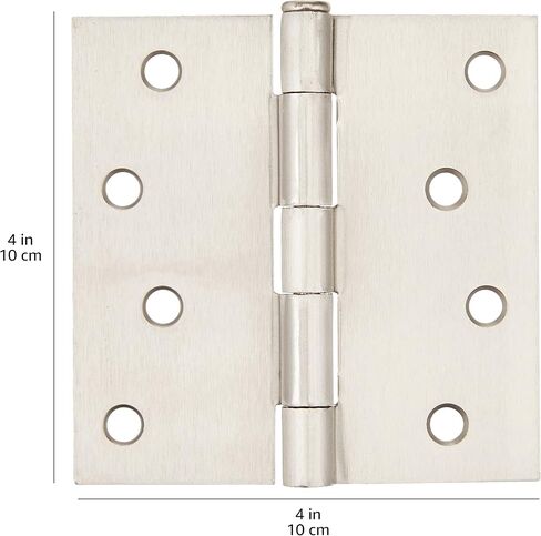 Amazon Basics AB-DH54-SN 4" x 4", Satin Nickel, Square Hinge, 18-Pack, 18 Count in Saudi Arabia
