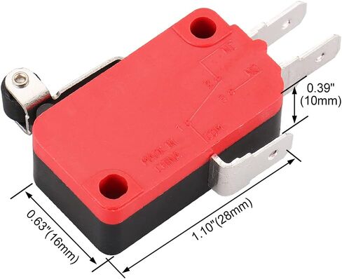 Baomain Micro switch V-165-1C25 SPDT Short Roller Hinge Lever 3 Pin Momentary Pack of 5 in Saudi Arabia