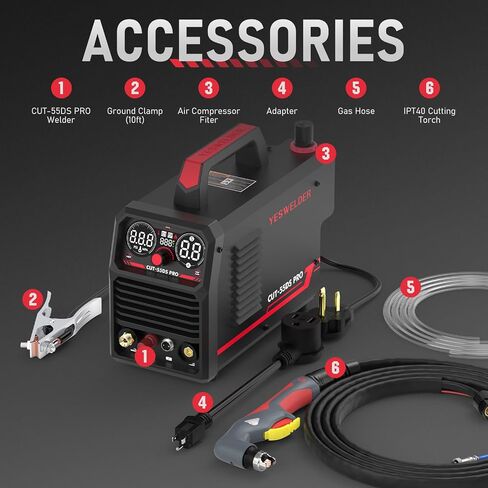 YESWELDER 55 Amp Plasma Cutter Non-High Frequency, Large LED Digital Display Non-Touch Pilot Arc, Digital DC Inverter 110/220V Dual Voltage Plasma Cutting Machine CUT-55DS PRO NEW in Saudi Arabia