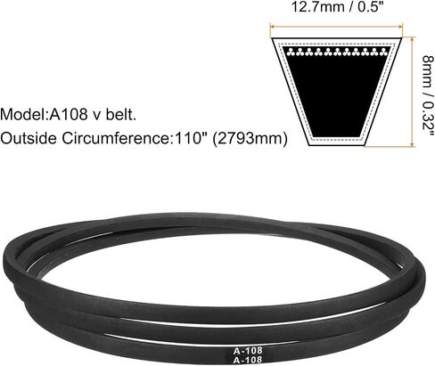 uxcell A108 or 4L1100 Classic Wrapped Rubber V-Belt, 108"(2743mm) Inside Circumference, A Profile V Belt in Saudi Arabia