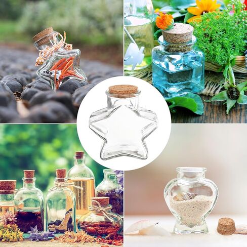 uxcell 2 Pcs 12 oz/400ML Star Shaped Glass Jars With Cork Stoppers, Clear Message Wishing Bottle with Twine and Blank Tags for Halloween Decorations, Wedding Shower Favors in Saudi Arabia