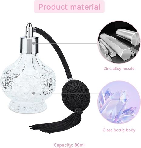 80ml Perfume Bottles Atomizer, Refillable Vintage Empty Glass Perfume Spray Bottle With Tassel in Saudi Arabia