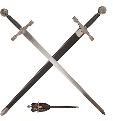 سيف الملك آرثر إكسكاليبو من الفولاذ المقاوم للصدأ مقاس 45.3 بوصة مع لوحة عرض للحفلات التنكرية، المجموعة in Kuwait