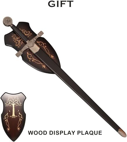 سيف الملك آرثر إكسكاليبو من الفولاذ المقاوم للصدأ مقاس 45.3 بوصة مع لوحة عرض للحفلات التنكرية، المجموعة in Kuwait