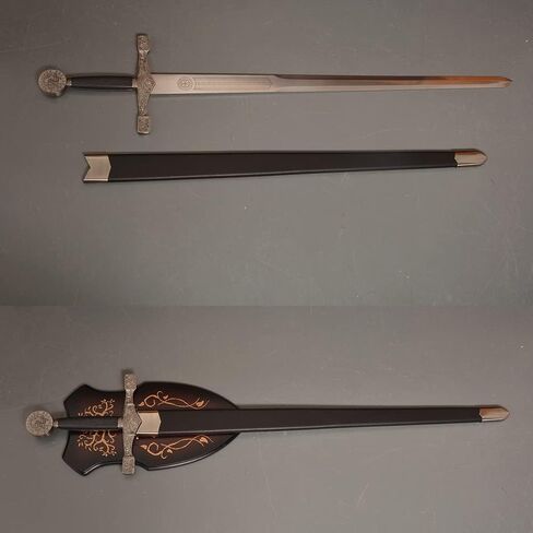 سيف الملك آرثر إكسكاليبو من الفولاذ المقاوم للصدأ مقاس 45.3 بوصة مع لوحة عرض للحفلات التنكرية، المجموعة in Kuwait