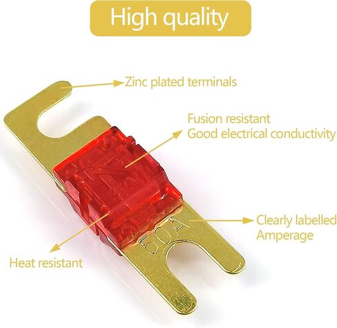10 قطع من مجموعة مصهر ANL الصغيرة، مصهر شفرة ANL، تشكيلة مصهر مطلي بالنحاس، مصهر ANL 32 فولت، (60 أمبير، 80 أمبير، 100 أمبير، 125 أمبير، 150 أمبير) للسيارات والشاحنات والقوارب البحرية ونظام الصوت والفيديو الإلكتروني in Kuwait