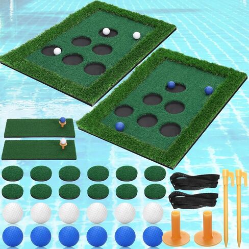 Floating Golf Green for Pool Set includes 2 Floating Golf Putting Greens 2 Chipping Mats 12 Golf Balls and 2 Fixed Ropes Fun Gift for Golf Enthusiasts Summer Outdoors Pool Party Supplies in Saudi Arabia