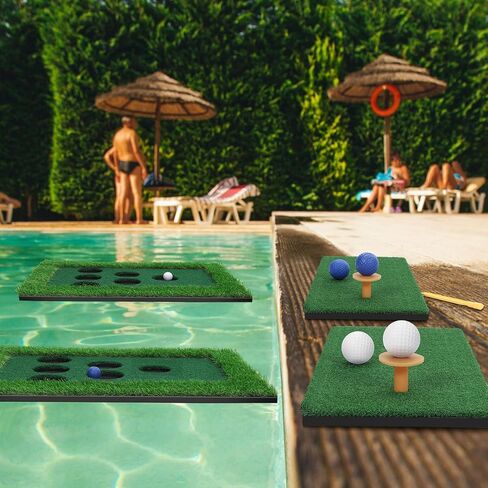 Floating Golf Green for Pool Set includes 2 Floating Golf Putting Greens 2 Chipping Mats 12 Golf Balls and 2 Fixed Ropes Fun Gift for Golf Enthusiasts Summer Outdoors Pool Party Supplies in Saudi Arabia