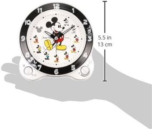 Seiko Clock FD461W Alarm Clock, Character Disney Mickey & Friends Analog, Switchable, Disney Time, White, Pearl in Saudi Arabia