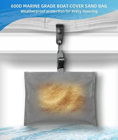 Sand Bag for Mooring Cover for Boat: Marine Grade Sandbags Weight Bags, Boating Accessories with Durable 600D Oxford Fabric Sand Bag, 5# Carabiner, 20" Nylon Strap, Sealed PE Bag(4PCS,gray) in Saudi Arabia