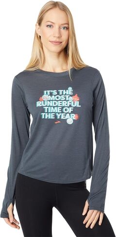 Brooks Run Merry Distance جرافيك كم طويل Heather Asphalt/Runderful MD (سيدات 8-10) in Saudi Arabia