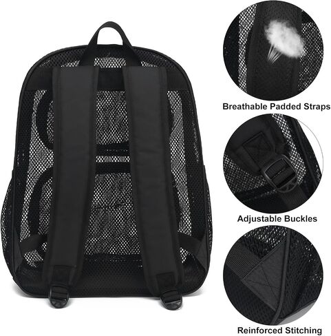 Mesh School Backpack for Girls Boys, Heavy Duty Mesh Bookbag School Bag for Adults Kids Swimming Beach Fitness Sport (Black) in Saudi Arabia