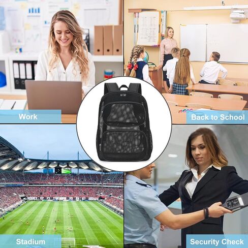 Mesh School Backpack for Girls Boys, Heavy Duty Mesh Bookbag School Bag for Adults Kids Swimming Beach Fitness Sport (Black) in Saudi Arabia