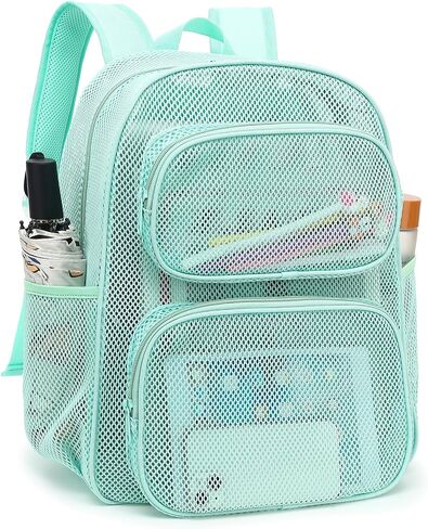 Mesh School Backpack for Girls Boys, Heavy Duty Mesh Bookbag School Bag for Adults Kids Swimming Beach Fitness Sport (Black) in Saudi Arabia