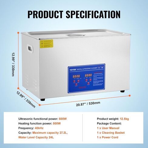 VEVOR Professional Ultrasonic Cleaner, 30 L Ultrasonic Jewelry Cleaner with Digital Timer & Heater, Stainless Steel Industrial Sonic Cleaner 40kHz for Glasses, Watches, Rings, Small Parts in Saudi Arabia