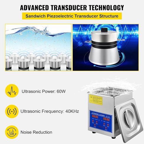 VEVOR Professional Ultrasonic Cleaner, 30 L Ultrasonic Jewelry Cleaner with Digital Timer & Heater, Stainless Steel Industrial Sonic Cleaner 40kHz for Glasses, Watches, Rings, Small Parts in Saudi Arabia