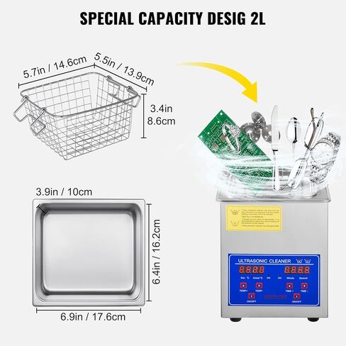 VEVOR Professional Ultrasonic Cleaner, 30 L Ultrasonic Jewelry Cleaner with Digital Timer & Heater, Stainless Steel Industrial Sonic Cleaner 40kHz for Glasses, Watches, Rings, Small Parts in Saudi Arabia