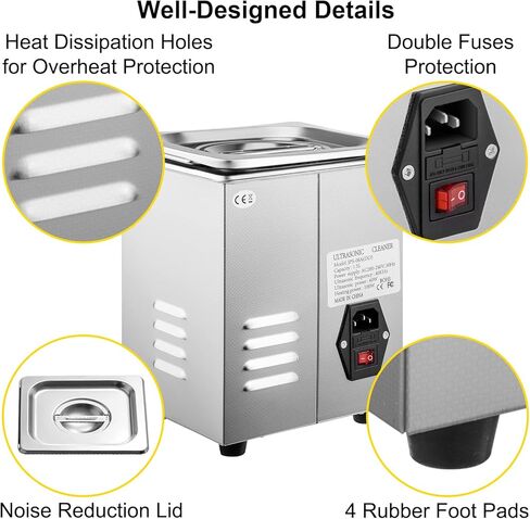 VEVOR Professional Ultrasonic Cleaner, 30 L Ultrasonic Jewelry Cleaner with Digital Timer & Heater, Stainless Steel Industrial Sonic Cleaner 40kHz for Glasses, Watches, Rings, Small Parts in Saudi Arabia