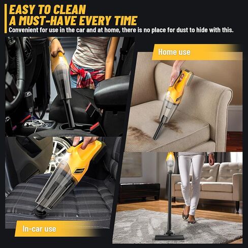 2024New مكنسة كهربائية محمولة لاسلكية لبطارية DeWALT 20V، مكنسة كهربائية محمولة بقوة 200 وات، مكنسة كهربائية محمولة للسيارة لسجاد الأرضيات الصلبة وشعر الحيوانات الأليفة ومكتب السيارة (بدون بطارية) in Kuwait