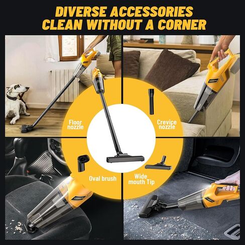 2024New مكنسة كهربائية محمولة لاسلكية لبطارية DeWALT 20V، مكنسة كهربائية محمولة بقوة 200 وات، مكنسة كهربائية محمولة للسيارة لسجاد الأرضيات الصلبة وشعر الحيوانات الأليفة ومكتب السيارة (بدون بطارية) in Kuwait