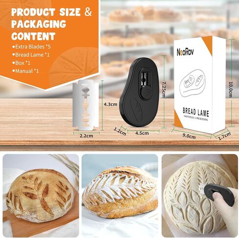 Extractable & Magnetic Bread Lame Dough Scoring Tool - Professional Sourdough Scoring Tool - Sourdough Bread Baking & Bread Scoring Tool - Scoring Patterns booklet & 5 Razor Blades (Black) in Saudi Arabia