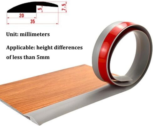 Self Adhesive Floor Transition Strip, Laminate Floor Strip Carpet Transition Strip Floor Threshold Divider Strips, Flooring Edge Trim, Suitable for Height Less Than 3mm/5mm (3mm/6.56ft, Black) in Saudi Arabia