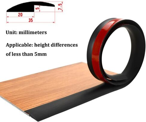 Self Adhesive Floor Transition Strip, Laminate Floor Strip Carpet Transition Strip Floor Threshold Divider Strips, Flooring Edge Trim, Suitable for Height Less Than 3mm/5mm (3mm/6.56ft, Black) in Saudi Arabia