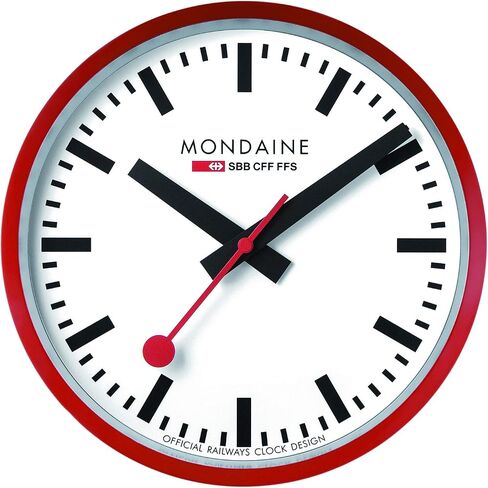 Mondaine - A990.Clock.64SBB Wall Clock - Black Dial Black Frame - Wall Clocks - Made in Switzerland in Saudi Arabia
