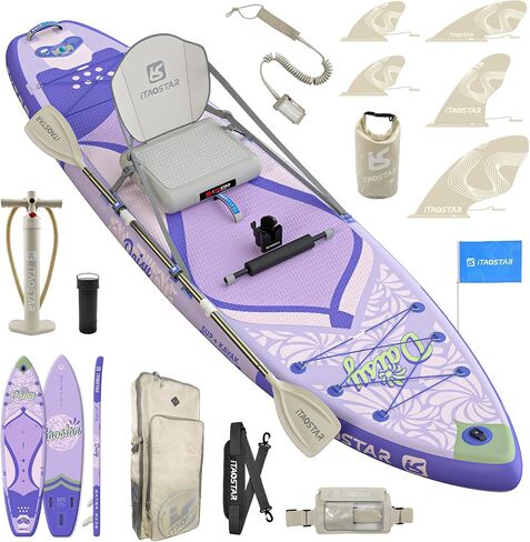 Daisy 11'6’×34"/35" Extra Wide Paddle Board with Seat, One-stop Premium SUP Board Accessories, Tailored 5 Fins, Stable Inflatable Stand Up Paddle Boards for Youth/Adults of All Skill Levels in Saudi Arabia