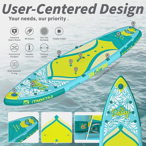Daisy 11'6’×34"/35" Extra Wide Paddle Board with Seat, One-stop Premium SUP Board Accessories, Tailored 5 Fins, Stable Inflatable Stand Up Paddle Boards for Youth/Adults of All Skill Levels in Saudi Arabia