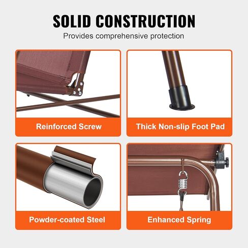 كرسي أرجوحة للفناء من VEVOR، أرجوحة الشرفة لثلاثة أشخاص مع حامل، أرجوحة خارجية للبالغين، قماش تيسلين وإطار من سبائك الصلب، كرسي معلق للشرفة، الفناء الخلفي، الفناء، الحديقة، بجانب حمام السباحة، الفناء، بني in Kuwait